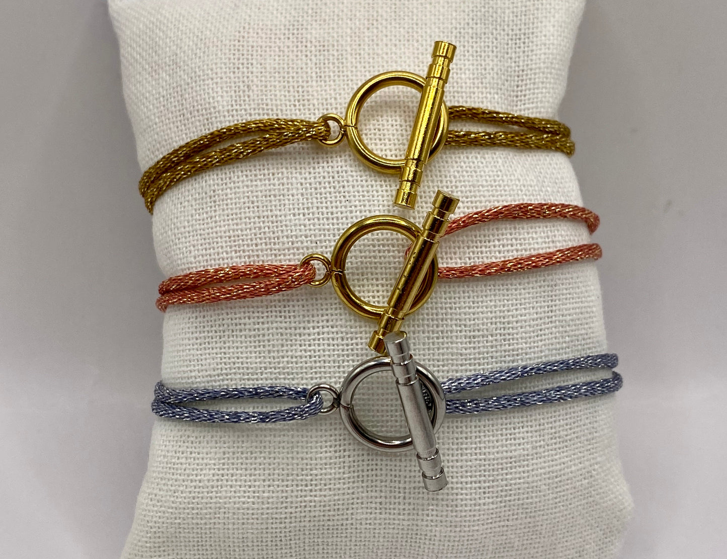 Bracelet cordon métallisé